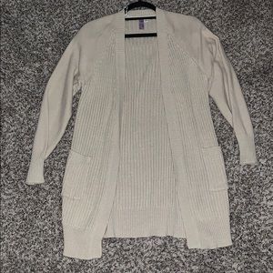 Tan cardigan with elbow patches